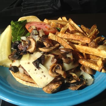The Hungry Monkey - Burger with Fresh Mushrooms & Swiss Cheese - Breakfast & Brunch Near Me - Newport, Rhode Island