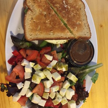 Mary's Cafe - Queso Fresco sandwich and Italian salad - Coffee & Tea Near Me - Austin, Texas