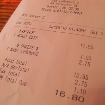 Sam LaGrassa's - $17 for 1 sandwhich and a drink. - Delis Near Me - Boston, Massachusetts Sam LaGrassa's - $17 for 1 sandwhich and a drink. - Delis Near Me - Boston, Massachusetts