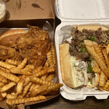 Chicken Basket - a sandwich and french fries in a styrofoam container - Salad Near Me - Gaithersburg, Maryland