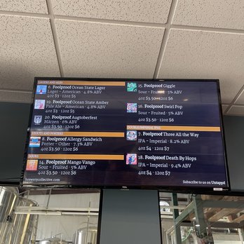 Foolproof Brewing Company - Some of the selections - Breweries Near Me - Pawtucket, Rhode Island
