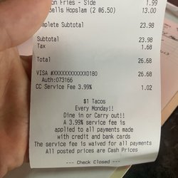 The Filling Station - 3.99% credit card fee.