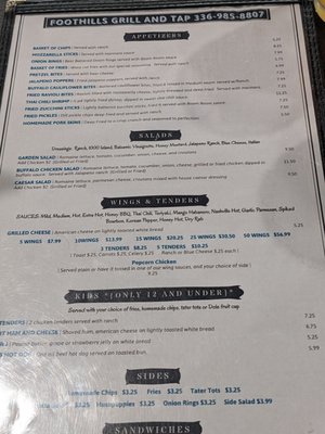 Menu photo 2 Foothills Grill and Tap King, NC