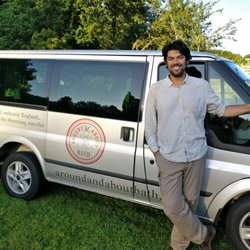 In & Beyond Bath - Jules, with one of Around and About Bath's 9-seater vehicles used for local tours...