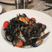 Photo of Bar La Grassa - Minneapolis, MN, United States. Pasta nera with Mussels and braised tomatoes