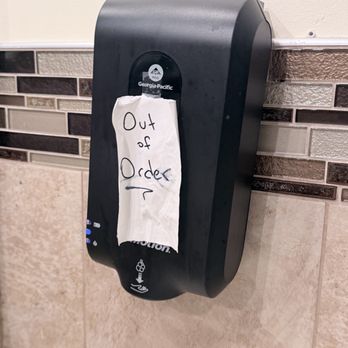 Hideaway Pizza - Out of order soap dispenser - Pizza Near Me - Plano, Texas