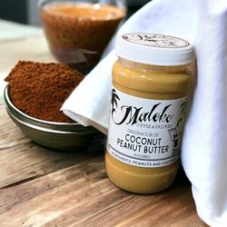 Maleko Coffee And Pastries - Local coffee and a bottle of coconut peanut butter