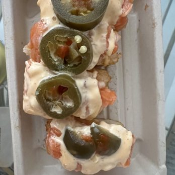 Shinsen - Spicy Salmon over Crispy Rice - Sushi Bars Near Me - New York, New York Shinsen - Spicy Salmon over Crispy Rice - Sushi Bars Near Me - New York, New York