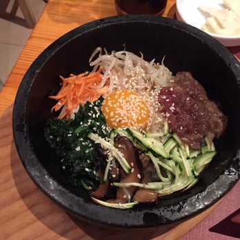 Seoul - Bibimbap. Don't forget to add some spicy red sauce/paste (kochuchan) and stir well before eating. Tasty and healthy. - Korean Near Me - Ixelles, BRU