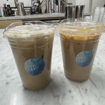 Offset Coffee Roasters - Left: Hazelnut Praline Einspanner 8/10 Right: Vanilla Latte 8/10 - Coffee & Tea Near Me - El Segundo, California