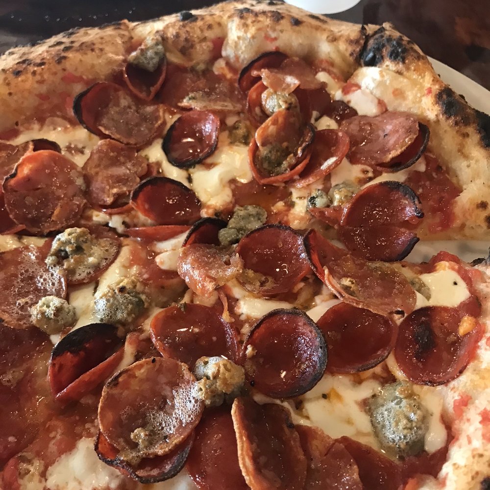 Righteous Slice - Those things that look like sausage.... it's actually Gorgonzola. Not very much - Pizza Near Me - Rexburg, Idaho Righteous Slice - Those things that look like sausage.... it's actually Gorgonzola. Not very much - Pizza Near Me - Rexburg, Idaho