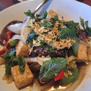 Krung Thep Thai Bistro - Eggplant basil with tofu - Thai Near Me - Corona, California Krung Thep Thai Bistro - Eggplant basil with tofu - Thai Near Me - Corona, California