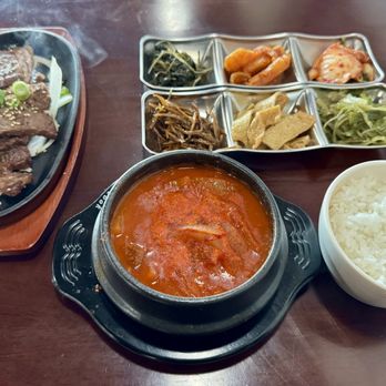 Mama's Kitchen Korean Restaurant of Frisco 한식 & 반찬 전문점 - Kimchi Stew with galbi combo - Korean Near Me - Frisco, Texas