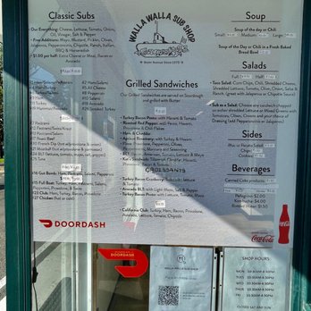 Walla Walla Sub Shop - a menu on a window - American Near Me - Walla Walla, Washington Walla Walla Sub Shop - a menu on a window - American Near Me - Walla Walla, Washington