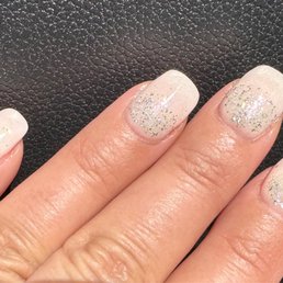 Off white dip with sparkle gel Off white dip with sparkle gel