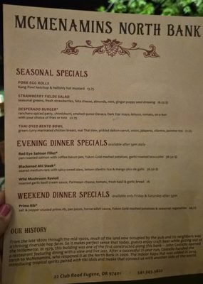 Menu photo 2 McMenamins North Bank Eugene, OR