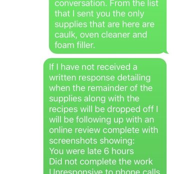 Renee's Property Improvers - a text message from a customer - Home Cleaning Near Me Renee's Property Improvers - a text message from a customer - Home Cleaning Near Me
