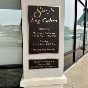 Sissy's Log Cabin - Hours of operation - Jewelry Near Me - Little Rock, Arkansas Sissy's Log Cabin - Hours of operation - Jewelry Near Me - Little Rock, Arkansas