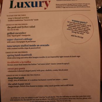 Rose's Luxury - Menu - New American Near Me - Washington, DC, District of Columbia