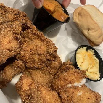 CJ's Barbecue - 1lb fried catfish, yams, and Mac & cheese. - Burgers Near Me - Oxnard, California CJ's Barbecue - 1lb fried catfish, yams, and Mac & cheese. - Burgers Near Me - Oxnard, California
