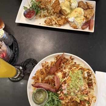 Jam! - On top is the Chicken & Biscuit Benedict and on bottom is the Huevos Rancheros. Smelled amazing and tasted even better! - Breakfast & Brunch Near Me - Bozeman, Montana
