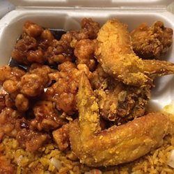 New China - Two entree combination special with wings and general Tso's. Again egg roll is off camera.