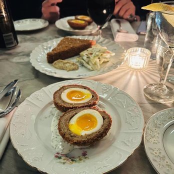 Lord's - Curried lamb scotch egg and crispy pig's head terrine - British Near Me - New York, New York Lord's - Curried lamb scotch egg and crispy pig's head terrine - British Near Me - New York, New York
