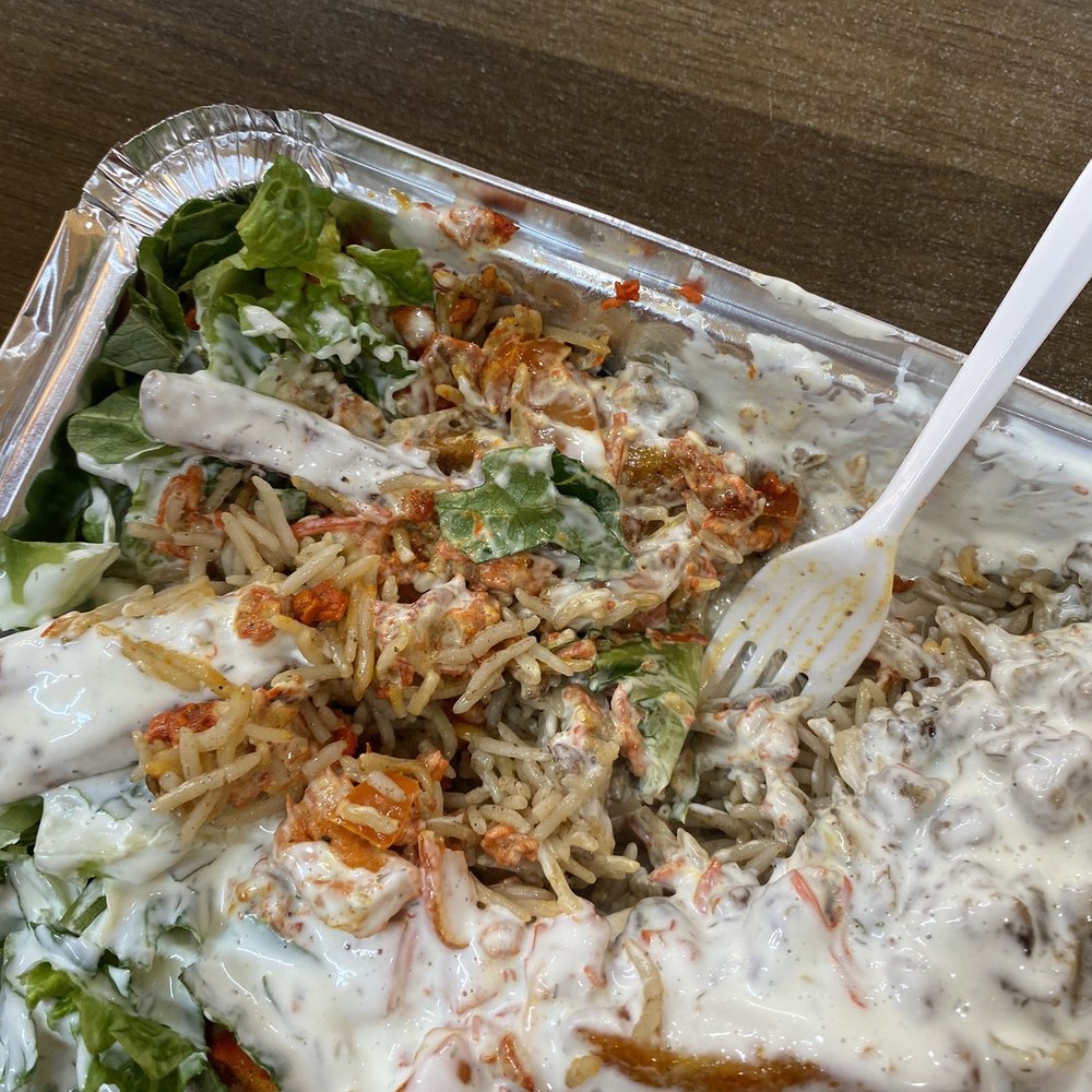 Halal Boyz - Lamb and chicken over rice add lettuce and white sauce - Halal Near Me - Fresh Meadows, New York Halal Boyz - Lamb and chicken over rice add lettuce and white sauce - Halal Near Me - Fresh Meadows, New York