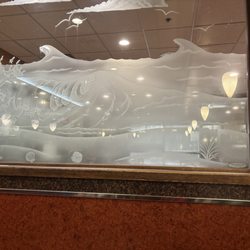 Ocean scene on one mirror