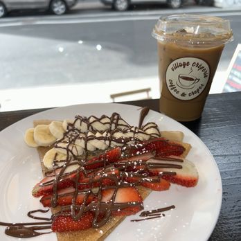 Village Creperie - Nutella crepe iced vanilla latte - Creperies Near Me - New York, New York Village Creperie - Nutella crepe iced vanilla latte - Creperies Near Me - New York, New York