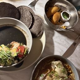 Empanada and pozole dumplings Empanada and pozole dumplings