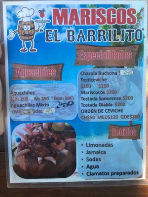 Menu photo 3 El Barrilito Puerto Peñasco, SON Menu photo 3 El Barrilito Puerto Peñasco, SON