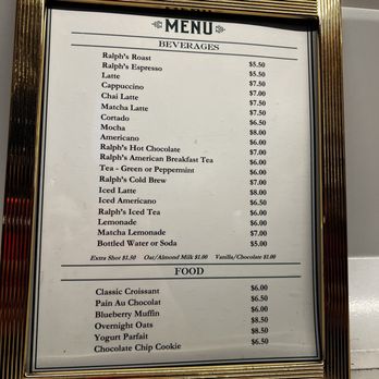 Ralph's Coffee - Menu - Coffee & Tea Near Me - New York, New York