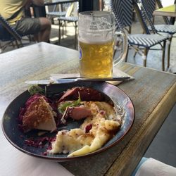 German Spoon - The lunch special of wurst and potato mash.
