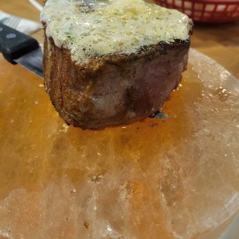 Mickey's Top Sirloin - Filet on Himalayan Salt Stone with Garlic Butter - Steakhouses Near Me - Denver, Colorado Mickey's Top Sirloin - Filet on Himalayan Salt Stone with Garlic Butter - Steakhouses Near Me - Denver, Colorado