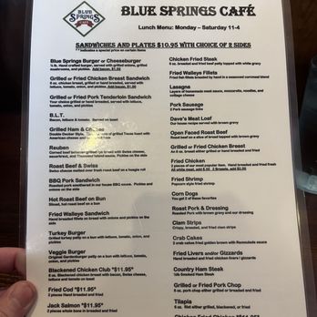 Blue Springs Cafe - Menu - American Near Me - Highland, Illinois Blue Springs Cafe - Menu - American Near Me - Highland, Illinois