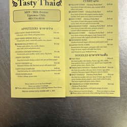 Tasty Thai - Menu