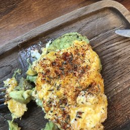 Egg and avocado toast. Well, half of it. Egg and avocado toast. Well, half of it.