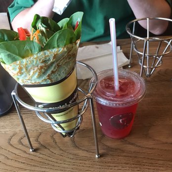 T-Swirl Crepe - Shrimp avocado crepe and peach tea. - Creperies Near Me - Pittsburgh, Pennsylvania T-Swirl Crepe - Shrimp avocado crepe and peach tea. - Creperies Near Me - Pittsburgh, Pennsylvania