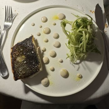 Antica Pesa - FILETTO DI SPIGOLA GRIGLIATO, PUNTARELLE MAIONESE DI ALICI E POLVERE DI LIMONE - Roman Near Me - Rome, RM Antica Pesa - FILETTO DI SPIGOLA GRIGLIATO, PUNTARELLE MAIONESE DI ALICI E POLVERE DI LIMONE - Roman Near Me - Rome, RM