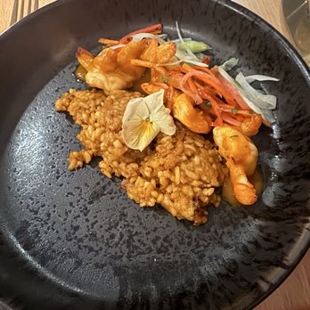 Sagaponack - V day menu Risotto shrimp, house lobster stock and jus, mascarpone, pickled carrot & bell pepper - Bars Near Me - New York, New York Sagaponack - V day menu Risotto shrimp, house lobster stock and jus, mascarpone, pickled carrot & bell pepper - Bars Near Me - New York, New York
