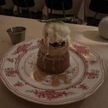 L'Adresse NoMad - Sticky toffee pudding with raisin cake, Turkish shred pastry, dried apricot, ice cream with caramel sauce.  It was quite good! - New American Near Me - New York, New York