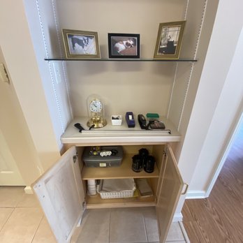 Changing Spaces Move Managers - Office items placed in cabinet.Mom could see what she had when she needed it, until she has time to personalize it a bit more. - Home Organization Near Me - Naples, Florida Changing Spaces Move Managers - Office items placed in cabinet.Mom could see what she had when she needed it, until she has time to personalize it a bit more. - Home Organization Near Me - Naples, Florida