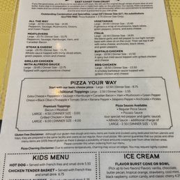 Pizza menu