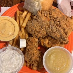 Apple Annie's - Chicken Tenders Plate with applesauce and fries