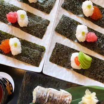 Shigotonin - Tuna from hawaii, avocado and spicy pollock roe, ikura handrolls, mackerel roll. - Japanese Near Me - Las Vegas, Nevada Shigotonin - Tuna from hawaii, avocado and spicy pollock roe, ikura handrolls, mackerel roll. - Japanese Near Me - Las Vegas, Nevada