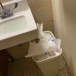 The EEG lab bathroom, clogged sink, no soap & EEG electrode wires from the previous 2 patients still sitting on the sink. The EEG lab bathroom, clogged sink, no soap & EEG electrode wires from the previous 2 patients still sitting on the sink.