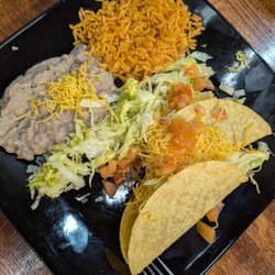 Amigos Mexican Food - Two hard shell chicken taco plate.