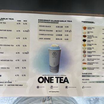 One Tea - Menu- August 2025 - Bubble Tea Near Me - Temple City, California