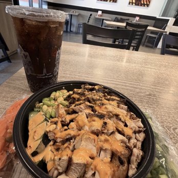 WaBa Grill - My Chicken, Steak Teriyaki Bowl and a drink. Extra protein in a plastic bag on the side of the bowl. - Fast Food Near Me - Tarzana, California WaBa Grill - My Chicken, Steak Teriyaki Bowl and a drink. Extra protein in a plastic bag on the side of the bowl. - Fast Food Near Me - Tarzana, California